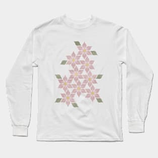 Pastel Purple Geometric Flowers Long Sleeve T-Shirt